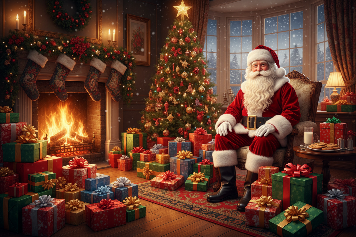 santa claus with gifts
